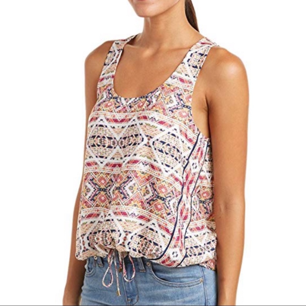 Splendid Taos Aztec Print Tie Hem Tank Size Small